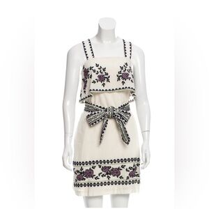 Suno Ivory Boho Cross Stitched Embroidered Dress | Size 6 | Boho Floral